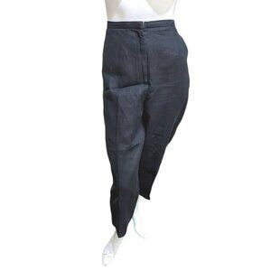 Vintage Laura Ashley Black Linen Ankle Trouser Pants Sz 10 Womens (Medium)